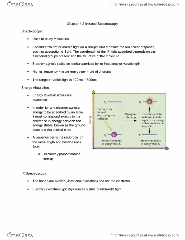 Chemistry 1301A/B Chapter Notes - Chapter 4.2: Molecular Vibration, Wavenumber, Spectroscopy thumbnail