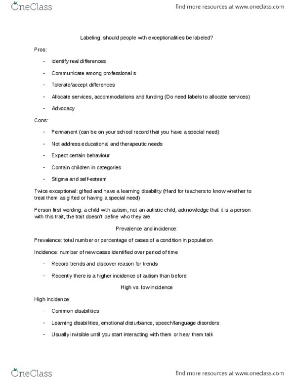 PS379 Lecture Notes - Lecture 3: Twice Exceptional, Learning Disability, Asthma thumbnail