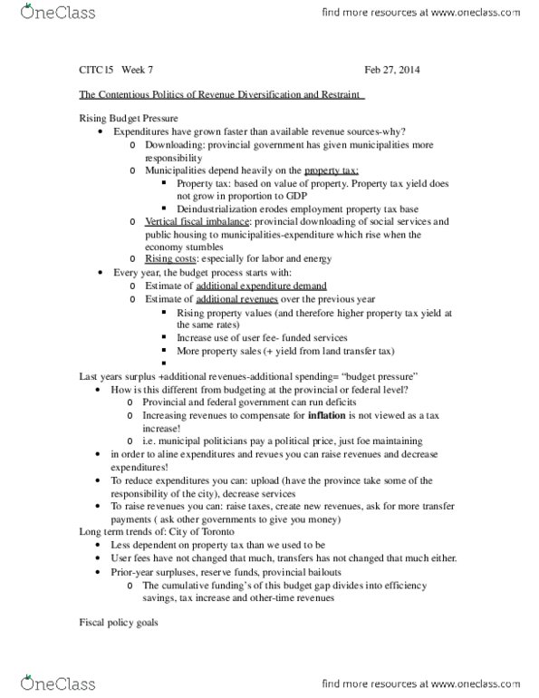 CITC15H3 Lecture Notes - Lecture 7: Fiscal Policy, Deindustrialization, Takers thumbnail