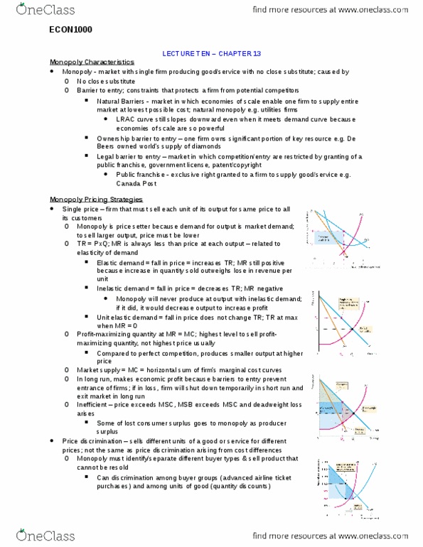 ECON 1000 Chapter 13: Notes - Chapter 13 thumbnail