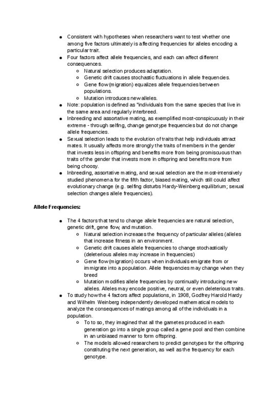 BIOLOGY 1M03 Lecture Notes - Lecture 8: G. H. Hardy, Assortative Mating, Allele Frequency thumbnail