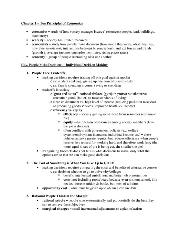 ECON 105 Chapter 1-7: ECON 105 - Principles of Macroeconomics, 4th Canadian Edition - Chapters 1-7 thumbnail