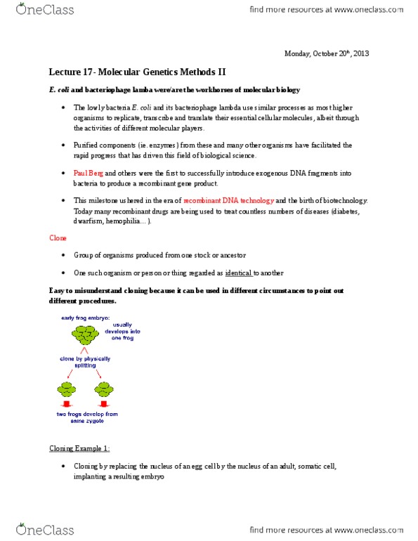 BIOL 200 Lecture 17: Lecture 17- Molecular Genetics Methods II thumbnail