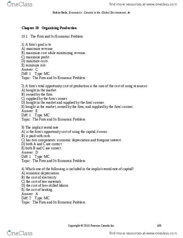 ECON 1000 Chapter Notes - Chapter Quiz: Pearson Education, Opportunity Cost, Celestica thumbnail