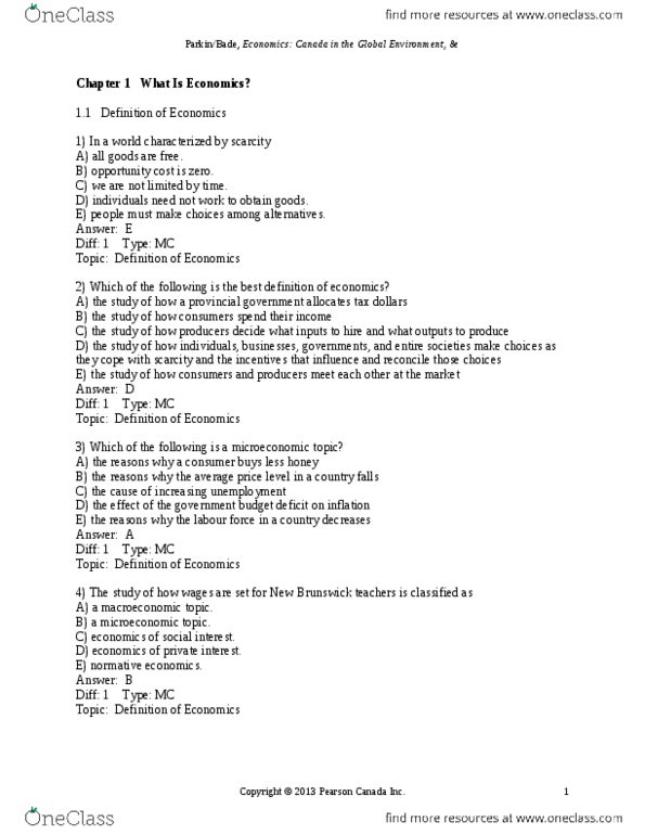 ECON 1000 Chapter Notes - Chapter 1: Government Budget Balance, Pearson Education, Canadian Dollar thumbnail