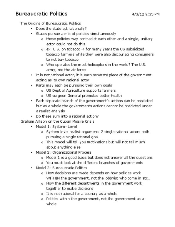 POLI 243 Lecture Notes - Standard Operating Procedure, Surgeon General Of The United States, Cuban Missile Crisis thumbnail