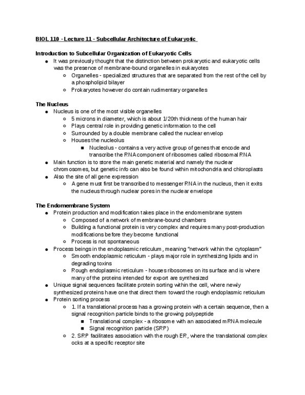 BIOL 110 Lecture Notes - Lecture 11: Signal Recognition Particle, Endomembrane System, Peptide thumbnail