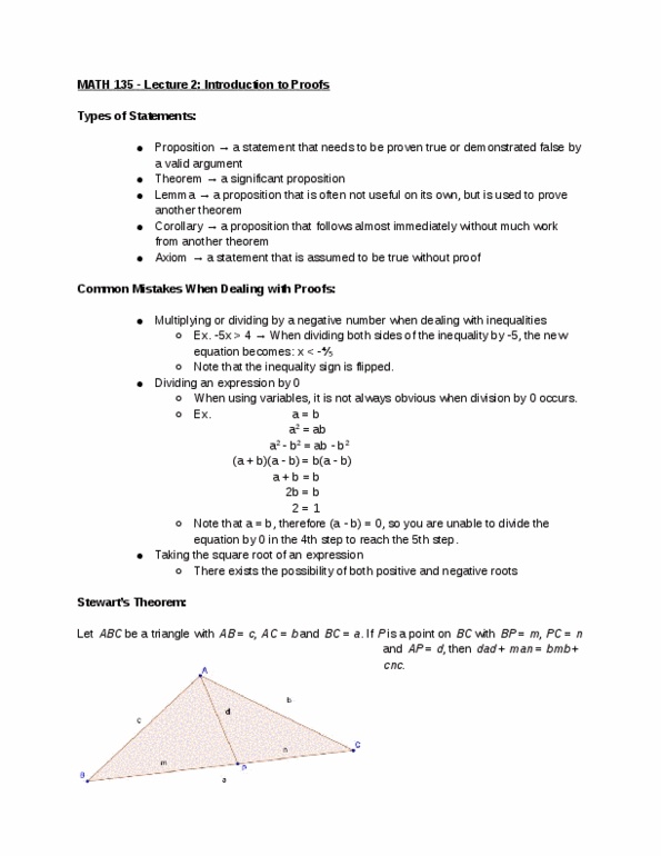 MATH135 Lecture Notes - Lecture 2: Angle thumbnail