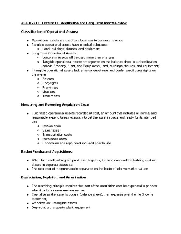 ACCTG 211 Lecture Notes - Lecture 11: Income Statement, Accelerated Depreciation, Matching Principle thumbnail