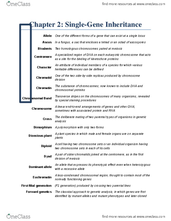 BIOL 2040 Lecture Notes - Lecture 12: Centromere, Pseudoautosomal Region, Meiosis thumbnail