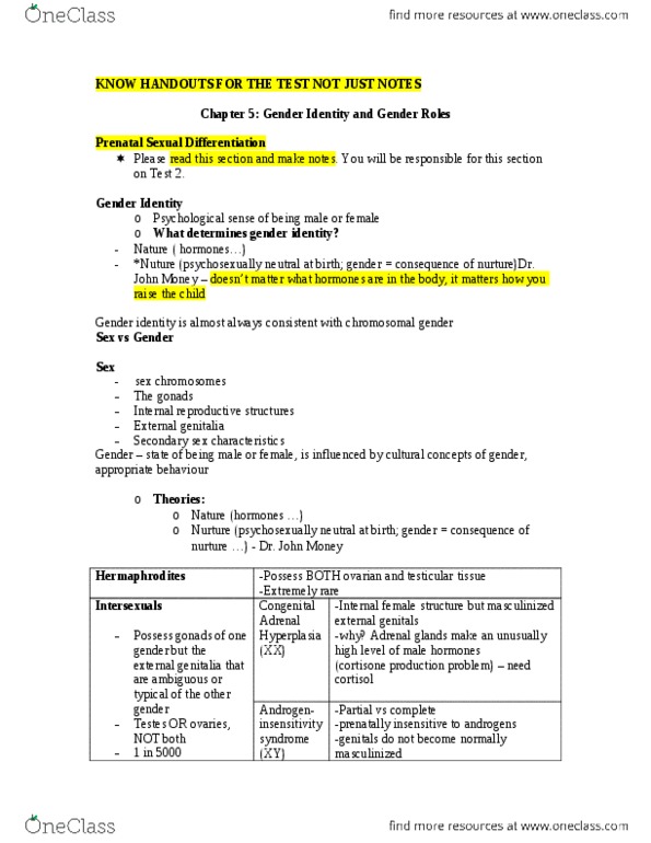 COLLAB 2D03 Lecture Notes - Lecture 5: Hyperplasia, Secondary Sex Characteristic, Phalloplasty thumbnail