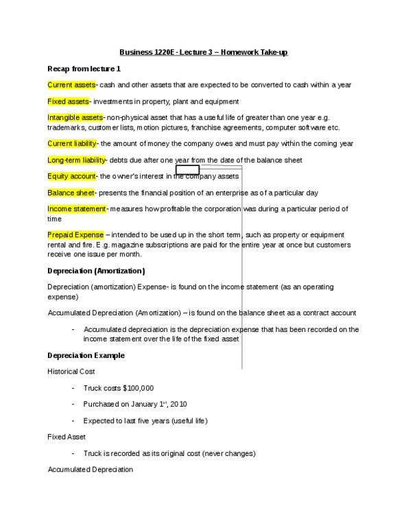 Business Administration 1220E Lecture Notes - Lecture 3: Operating Expense, Balance Sheet, Current Liability thumbnail