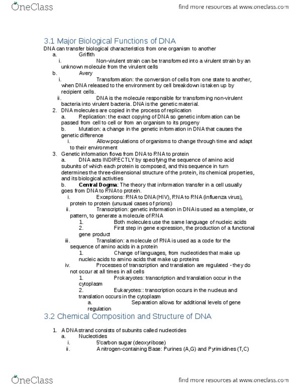 BIOL2000 Lecture Notes - Lecture 3: Ribosome, Ribonucleoside, Ribonucleotide thumbnail