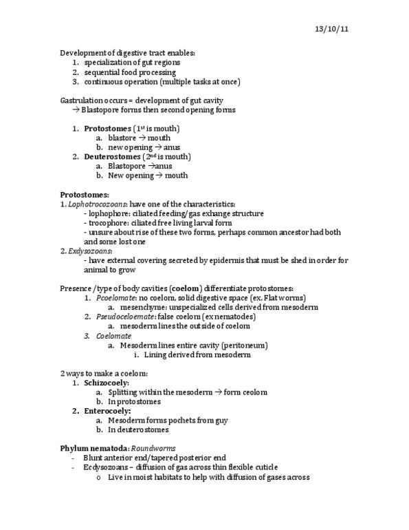 BIOL 111 Lecture Notes - Oligochaeta, Hirudin, Nephridium thumbnail