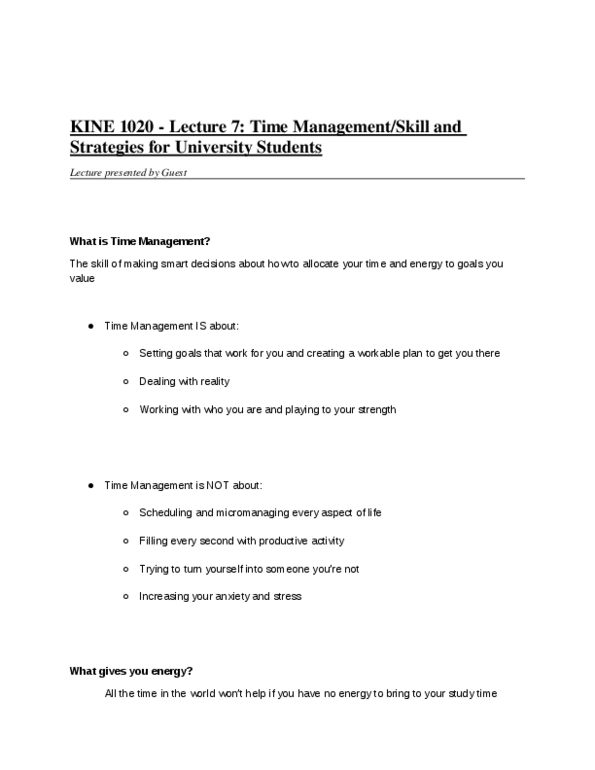 KINE 1020 Lecture 7: Time Management and Skill Strategies thumbnail