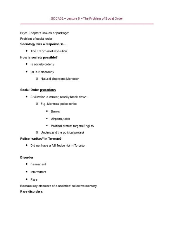 SOCA01H3 Lecture Notes - Lecture 5: Egotism, Gun Control, Gene-Centered View Of Evolution thumbnail