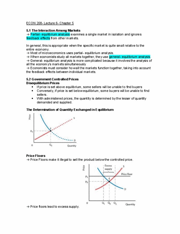 ECON 208 Lecture Notes - Lecture 6: Excess Supply, Price Ceiling, Shortage thumbnail