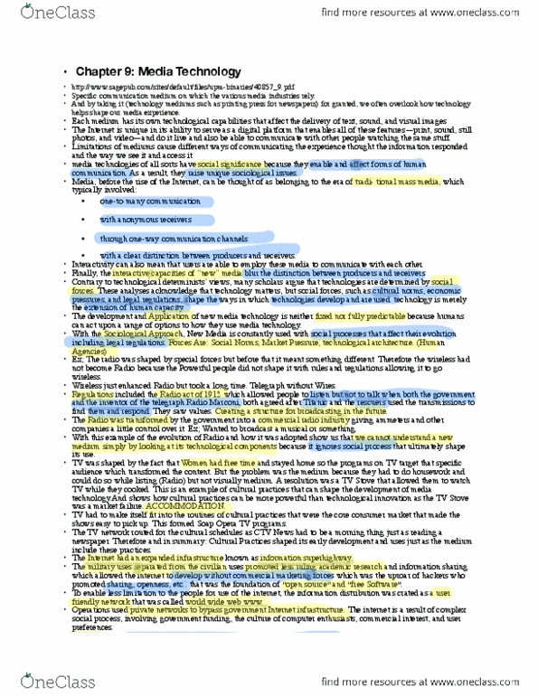 NATS 1700 Chapter 9: Media Technology Summary Notes thumbnail