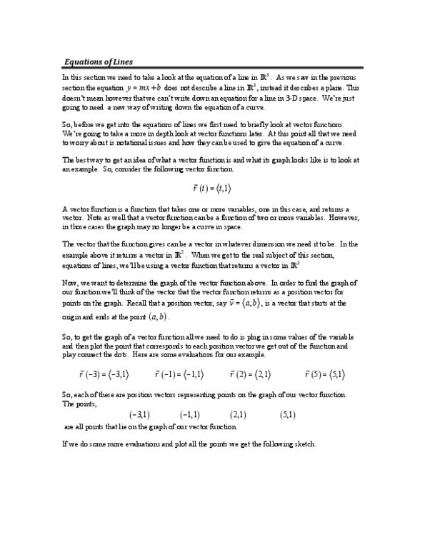 MATH 0240 Lecture Notes - Lecture 4: Euclidean Vector, Ellipse, Parametric Equation thumbnail