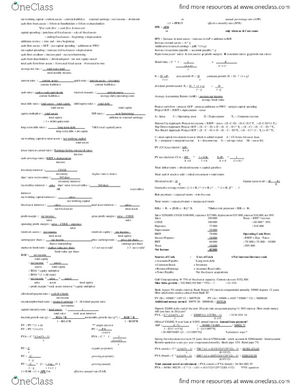 FIN 300 Study Guide - Winter 2015, Final - Dividend Yield, Xionites ...
