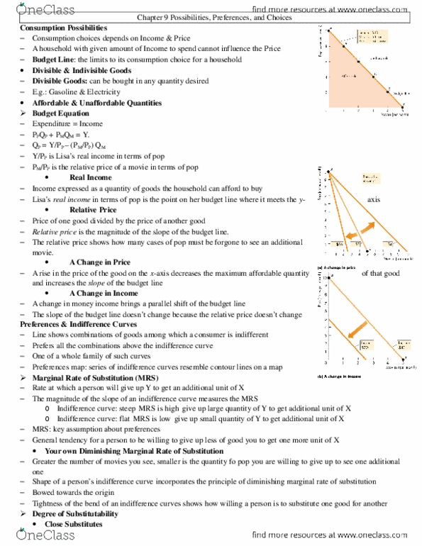 Economics 1021A/B Chapter Notes - Chapter 9: River Corve, Indifference Curve, Inferior Good thumbnail
