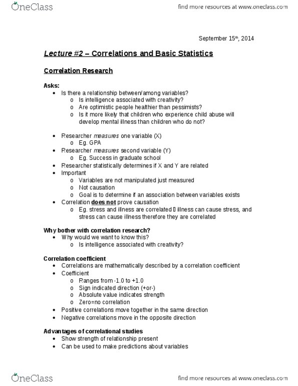 PSYC 1000 Lecture Notes - Lecture 2: Statistical Significance, Fetus, Normal Distribution thumbnail