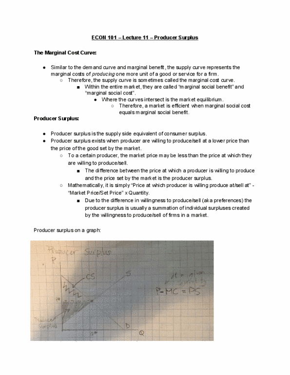 ECON 101 Lecture Notes - Lecture 11: Pareto Efficiency, Economic Surplus, Marginal Utility thumbnail