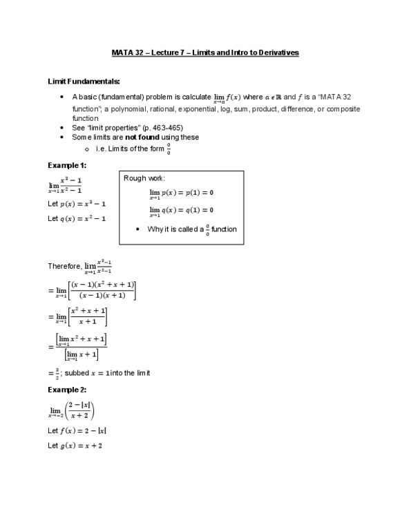 MATA32H3 Lecture Notes - Lecture 7: Negative Number, Asymptote, Function Composition thumbnail