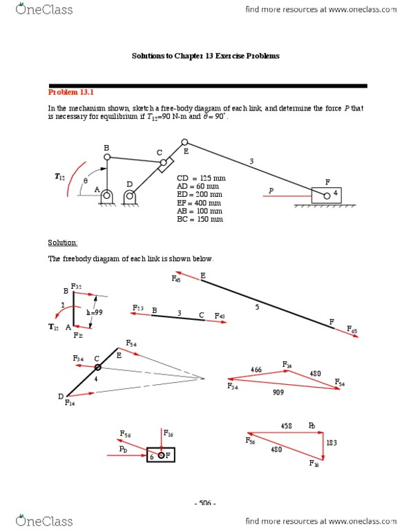 MEC 430 Chapter Notes - Chapter 13: Free Body, Pressure Angle, Ball Joint thumbnail