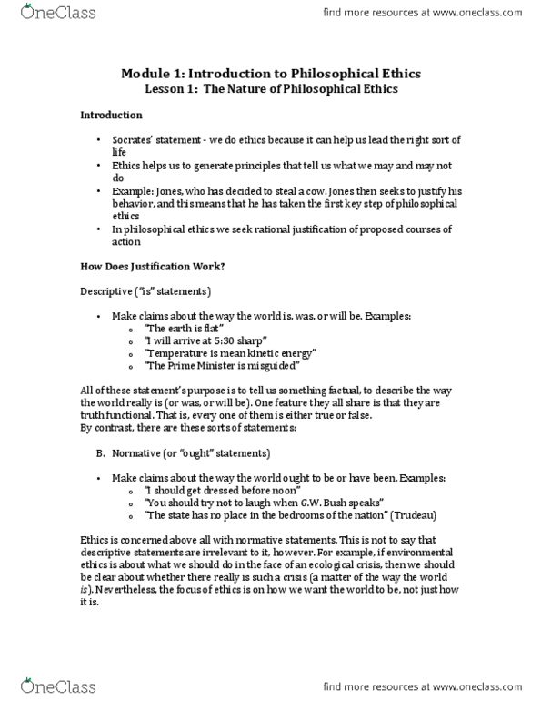 PP224 Lecture Notes - Lecture 1: Hypothetical Imperative, Moral Relativism, Contractualism thumbnail