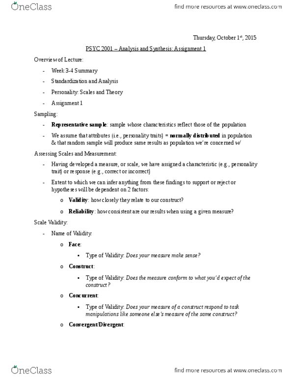 PSYC 2001 Lecture Notes - Lecture 9: Standard Deviation, Statistical Inference, Psychoticism thumbnail