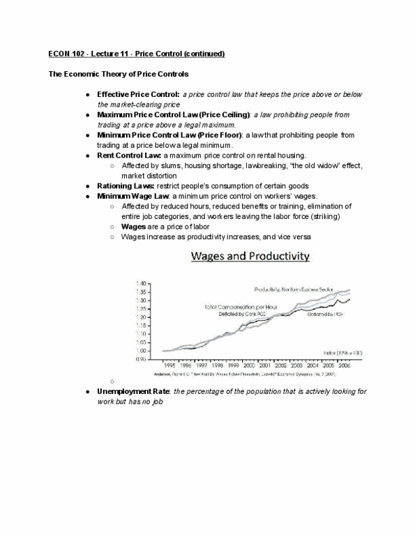 ECON 102 Lecture Notes - Lecture 11: Market Distortion, Price Controls thumbnail