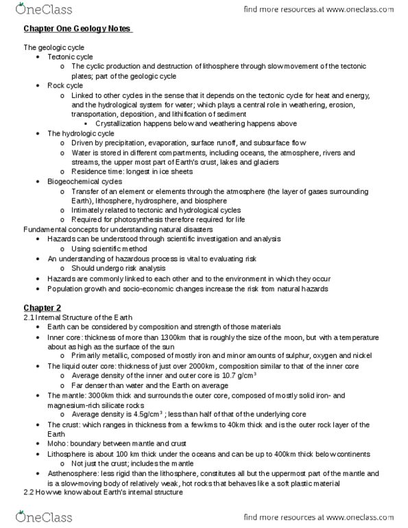 GEOL 106 Chapter 1-6,14: Geology Textbook Notes thumbnail