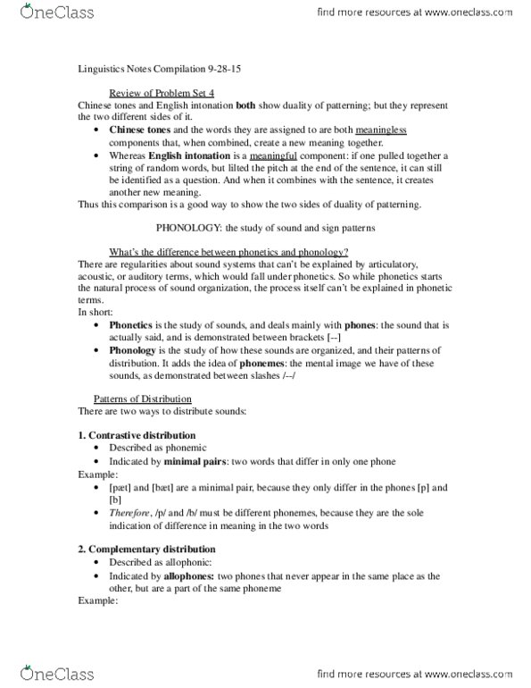 LING-UA 1 Lecture Notes - Lecture 6: Morpheme, Vocal Tract, Phon thumbnail