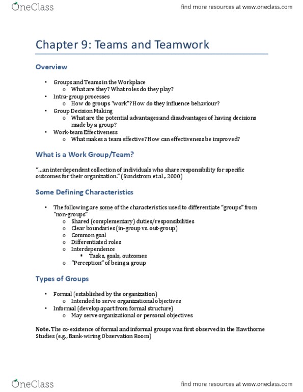 Psychology 2660A/B Lecture Notes - Lecture 15: Conflict Management, Job Design, Reward System thumbnail