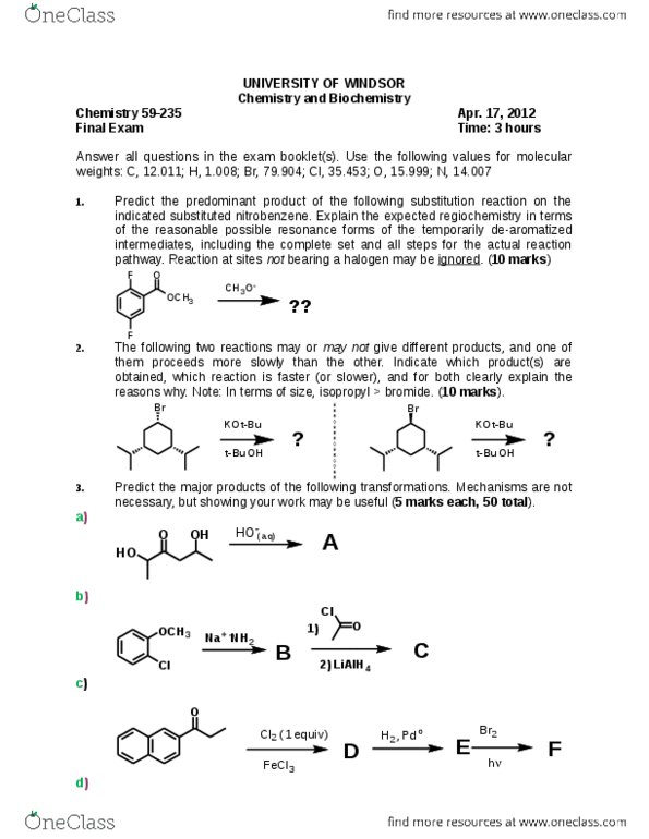 CHEM 2310 Lecture Notes - Lecture 4: Cyclohexene, Electronegativity, Composition C thumbnail