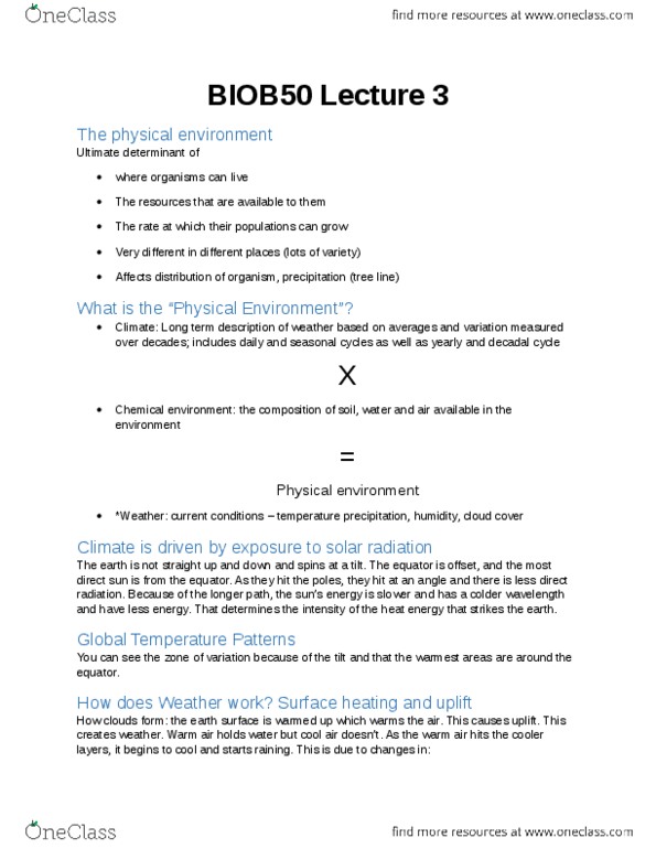 BIOB50H3 Lecture Notes - Lecture 3: Hadley Cell, Subsidence, Atmospheric Pressure thumbnail