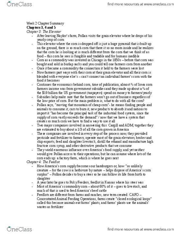 ENVS 2130 Chapter Notes - Chapter 3-5: Foodborne Illness, Concentrated Animal Feeding Operation, High Fructose Corn Syrup thumbnail