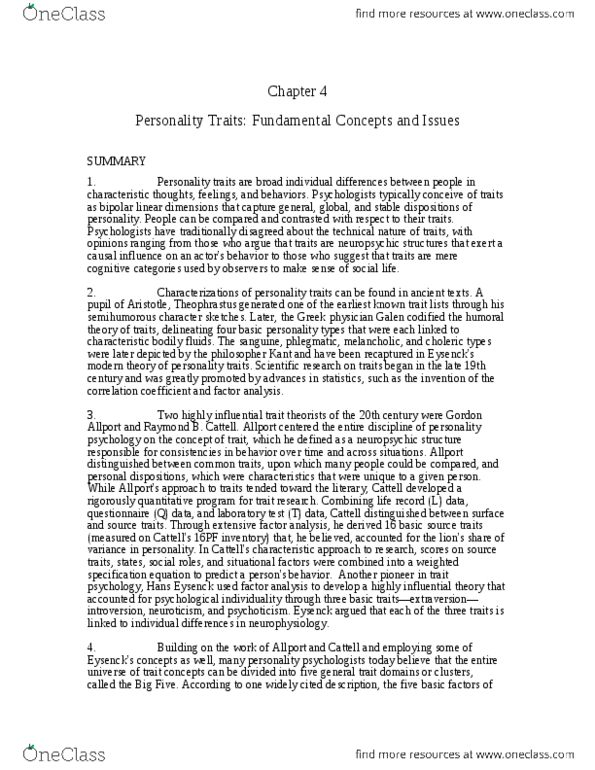 PSYB30H3 Chapter Notes - Chapter 4: Psychosis, Content Validity, Transactional Analysis thumbnail