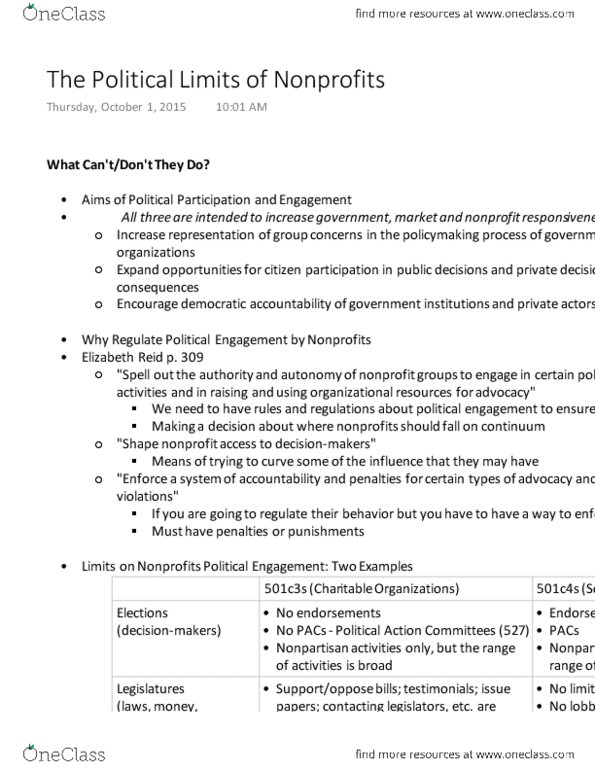 POLS 355 Lecture Notes - Lecture 6: Federal Election Commission, Administration Of Federal Assistance In The United States, Nonpartisanism thumbnail