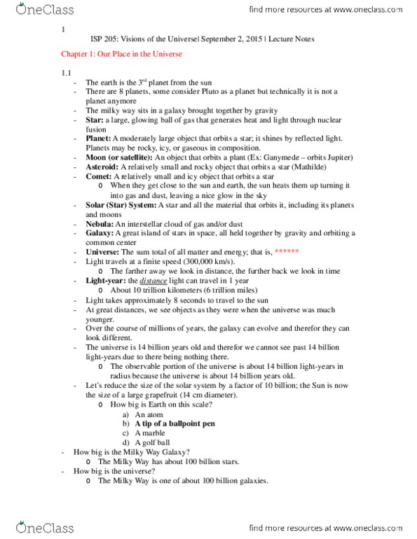 ISP 205 Lecture Notes - Lecture 1: Interstellar Cloud, 8 Seconds, Local Group thumbnail