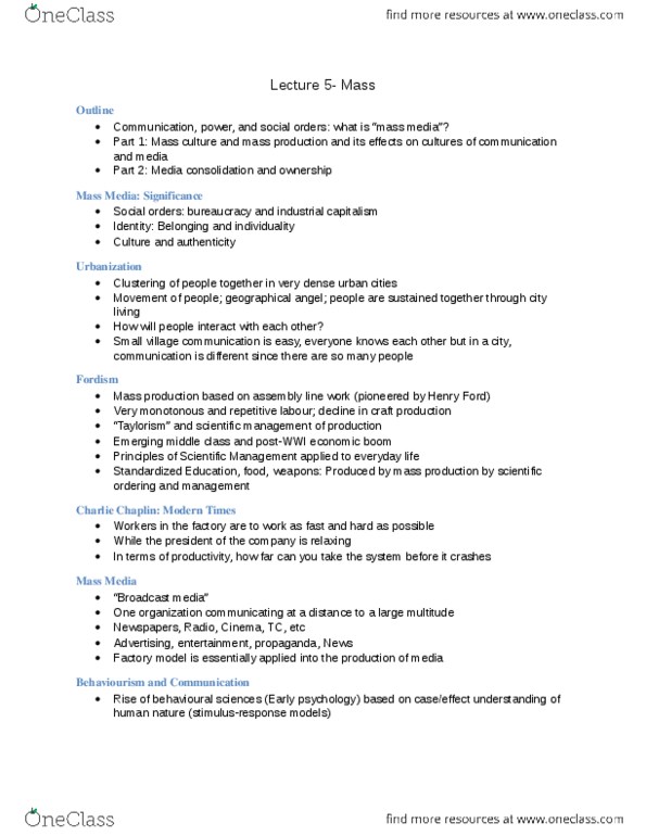 CCT109H5 Lecture Notes - Lecture 5: Noam Chomsky, Oligopoly, Carleton University thumbnail