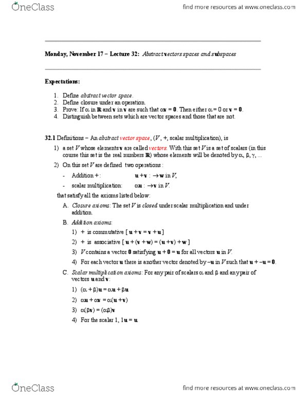 MATH115 Lecture Notes - Lecture 32: Matrix Addition, If And Only If, Euclidean Geometry thumbnail