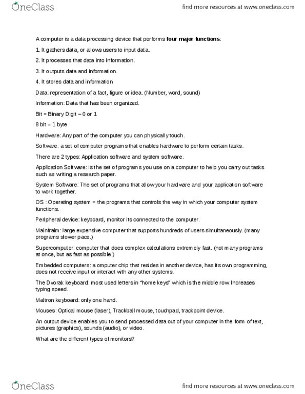 BTM 200 Lecture Notes - Lecture 1: Thermal Printing, Dvorak Simplified Keyboard, Network Interface Controller thumbnail