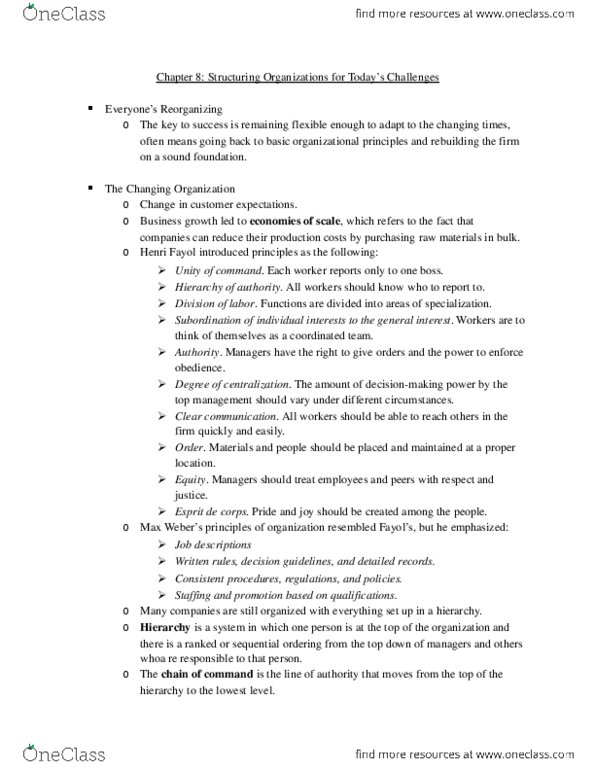 BMGT 110 Chapter Notes - Chapter 8: Departmentalization, Human Resource Management, Communication Problems thumbnail