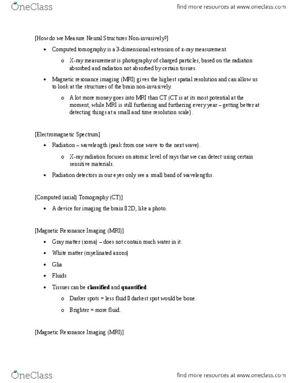 PSY 3061 Lecture Notes - Lecture 9: Diffusion Mri, Voxel, Radioactive Tracer thumbnail