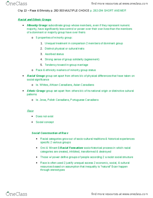 SOCI 1005 Lecture Notes - Lecture 13: Racial Profiling, Grou, Ethnocentrism thumbnail