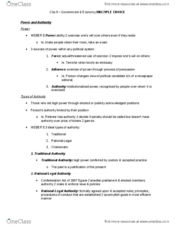 SOCI 1005 Lecture Notes - Lecture 9: Totalitarianism, Laissez-Faire, Capitalism Ii thumbnail