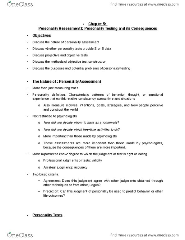 PSYC 2130 Chapter Notes - Chapter 5: Strong Interest Inventory, Extraversion And Introversion, Implicit-Association Test thumbnail