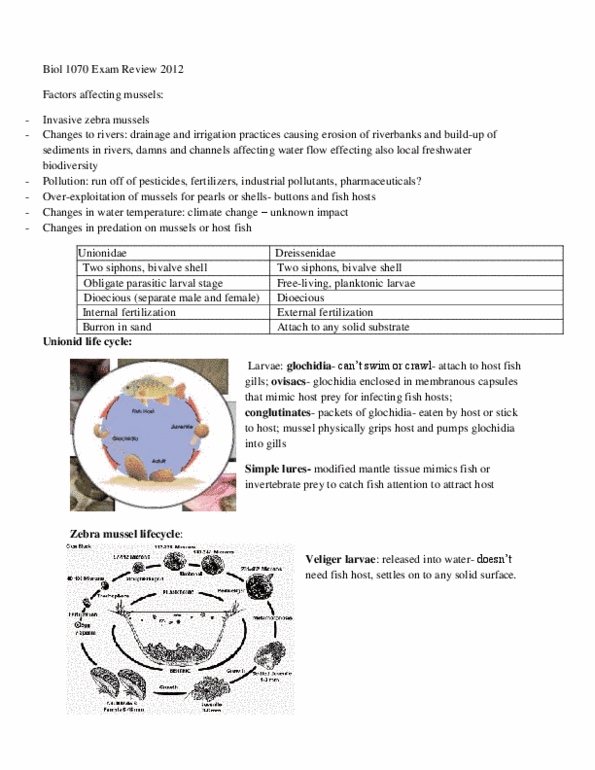 BIOL 1070 Final: Biol 1070 Exam Review 2012.docx - OneClass